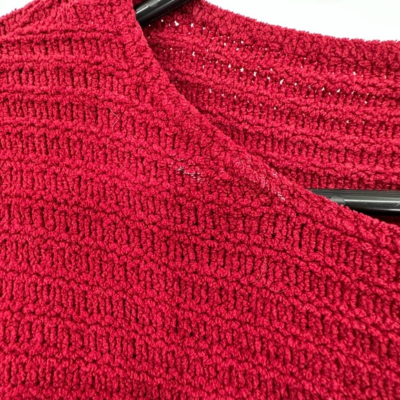 J. Jill size small chenille red‎ long sleeve sweater horizontal ribbed - Picture 4 of 8